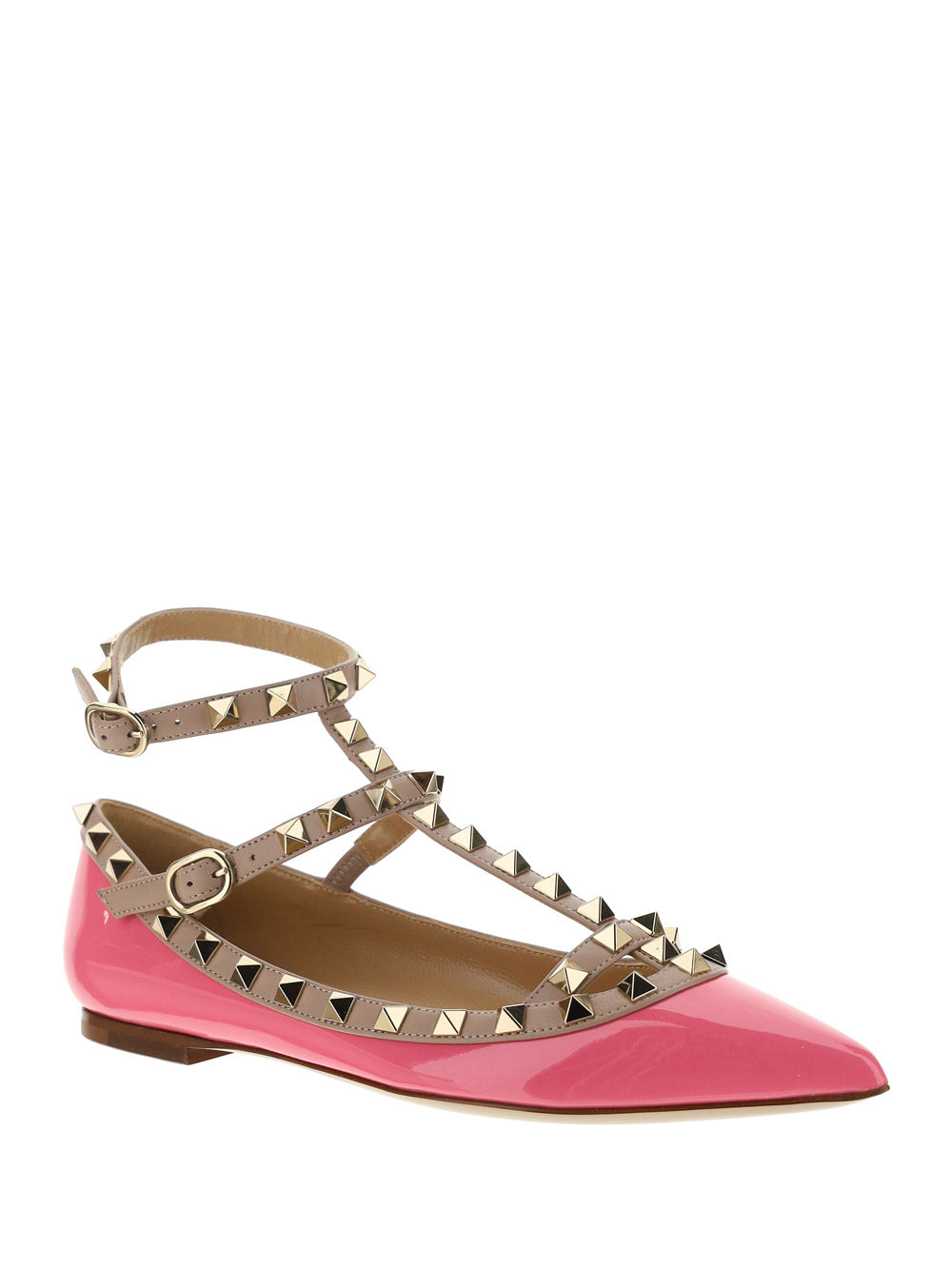 Patent Rockstud Caged Ballet Flat - Pink / Poudre