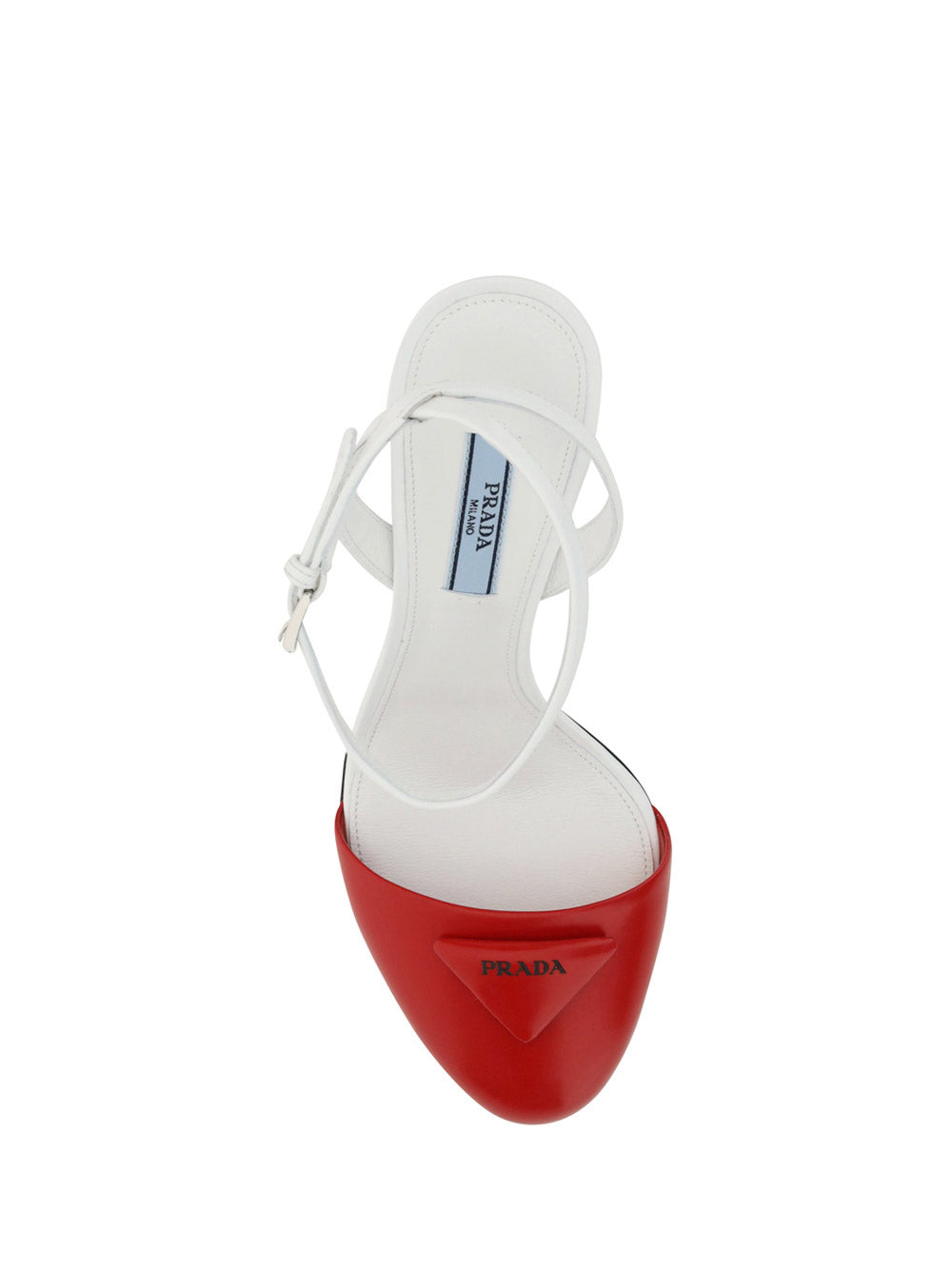 Brushed Leather Pumps - White / Red