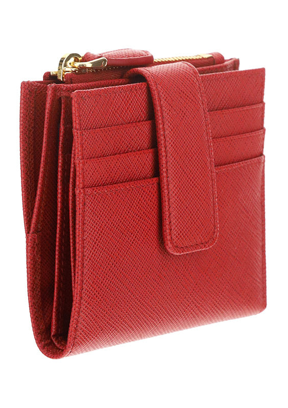 Small Saffiano Leather Wallet - Red
