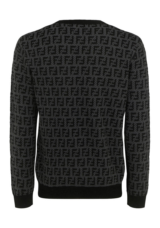 Monogram Wool Pullover - Black Grey