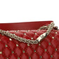 Rockstud Spike Calfskin Shoulder Bag - Red
