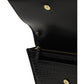 Sunset Chain Wallet in Crocodile-Embossed Leather - Black