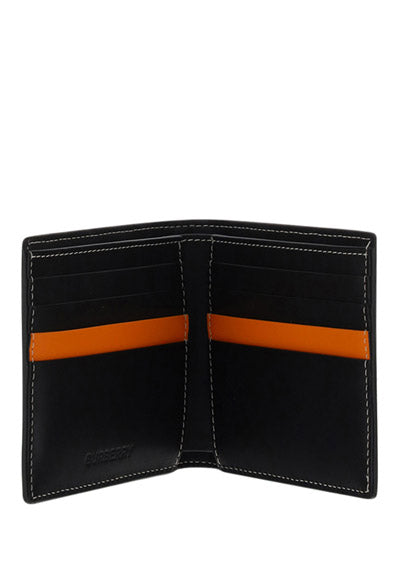 Monogram Print Bifold Wallet - Black/Orange