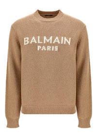 Marino Wool Sweater Logo - Beige