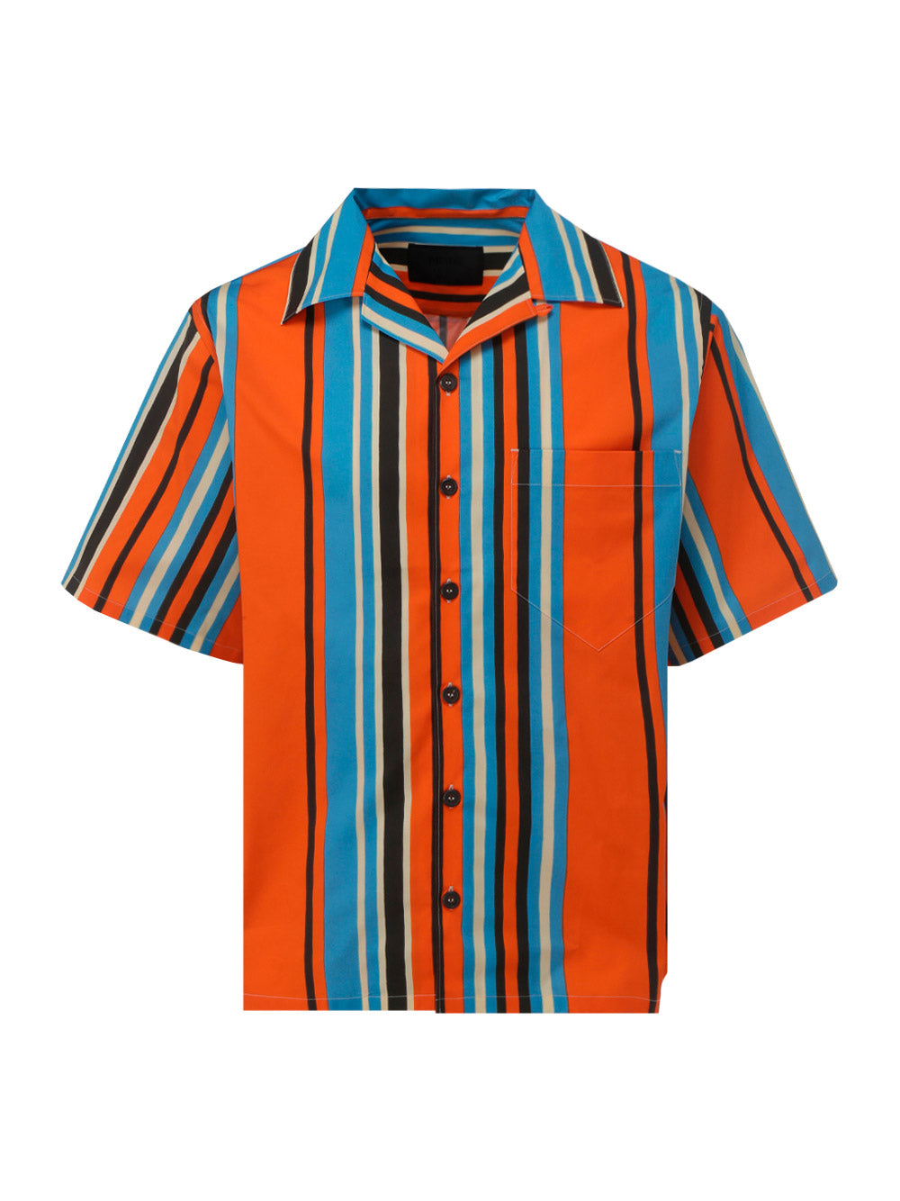 Printed Stretch Cotton Shirt - Orange / Blue