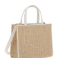 Mini G Tote Shopper Bag in Raffia - Natural / White