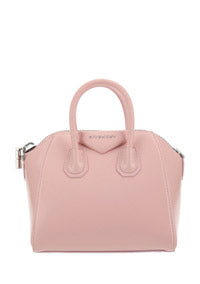 Small Antigona Bag In Leather With Tag Effect Heart Print - Pink.