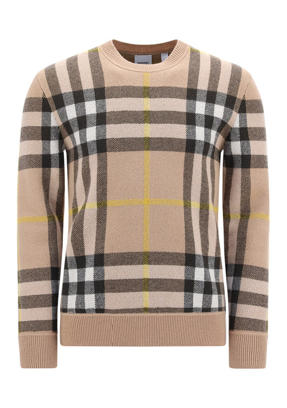 Check Cashmere Jacquard Sweater - Truffle