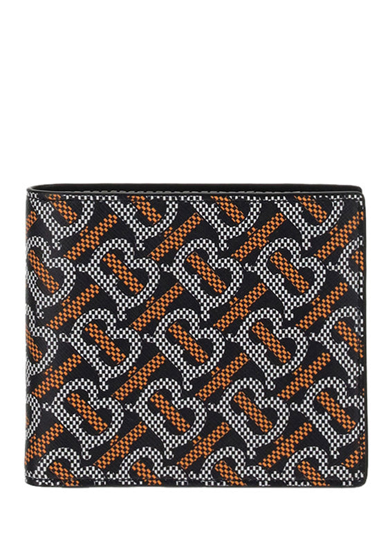 Monogram Print Bifold Wallet - Black/Orange