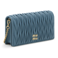 Matelassé Nappa Leather Wallet with Shoulder Strap - Blue