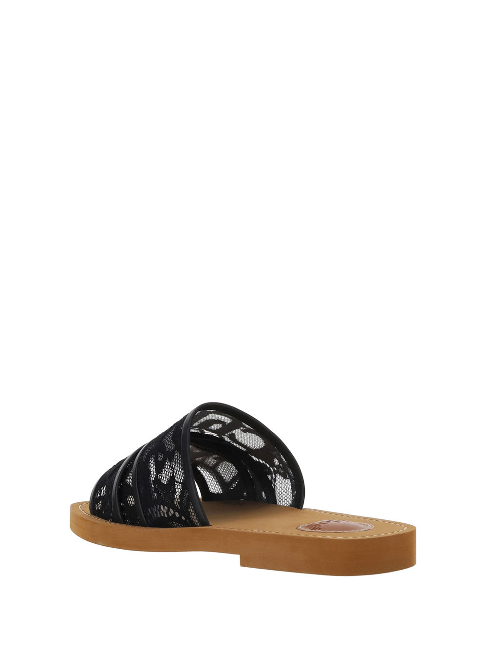 Woody Lace Mule Sandals - Black
