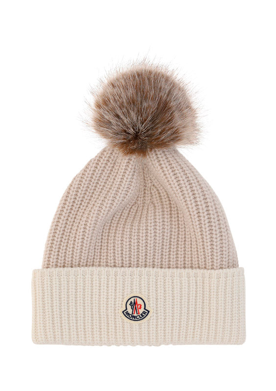 Beanie with Pom-Pom - Light Beige