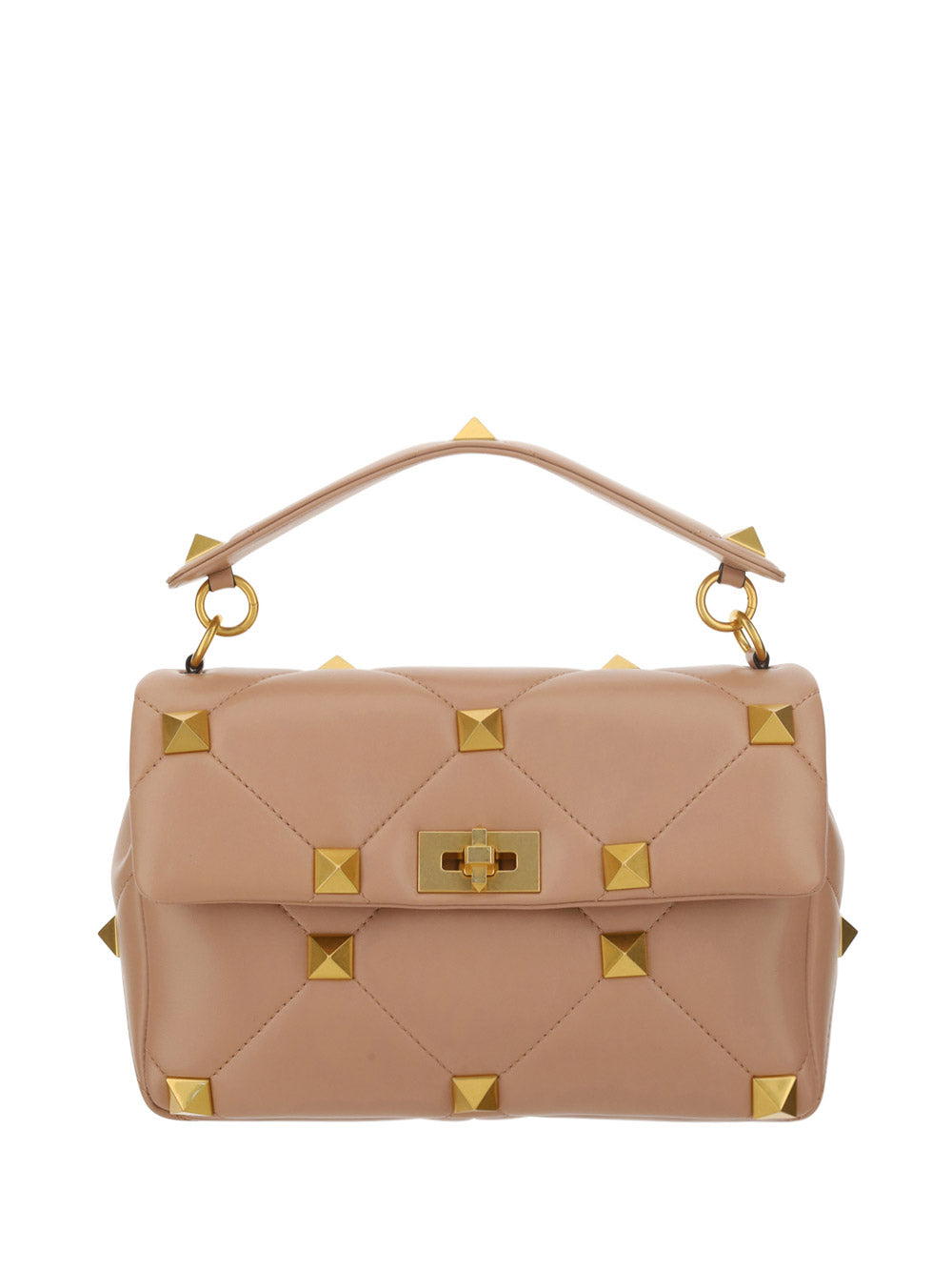 Large Roman Stud The Shoulder Bag In Nappa With Chain - Poudre