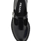 Brushed Leather Mary Jane T-strap Shoes - Black