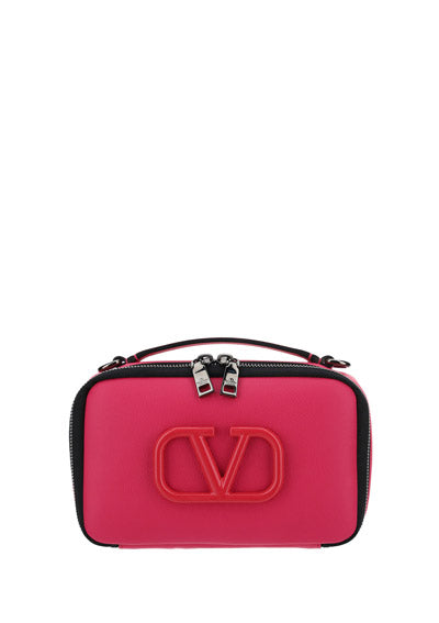 Man Lacquered Vlogo Signature Leather Crossbody Bag - Pink