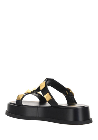 Roman Stud Flatform Sandals - Black
