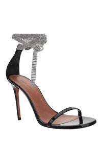 Giorgia Crystal Ankle Wrap Sandal - Black