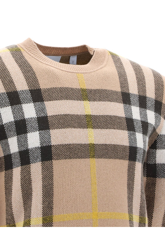 Check Cashmere Jacquard Sweater - Truffle