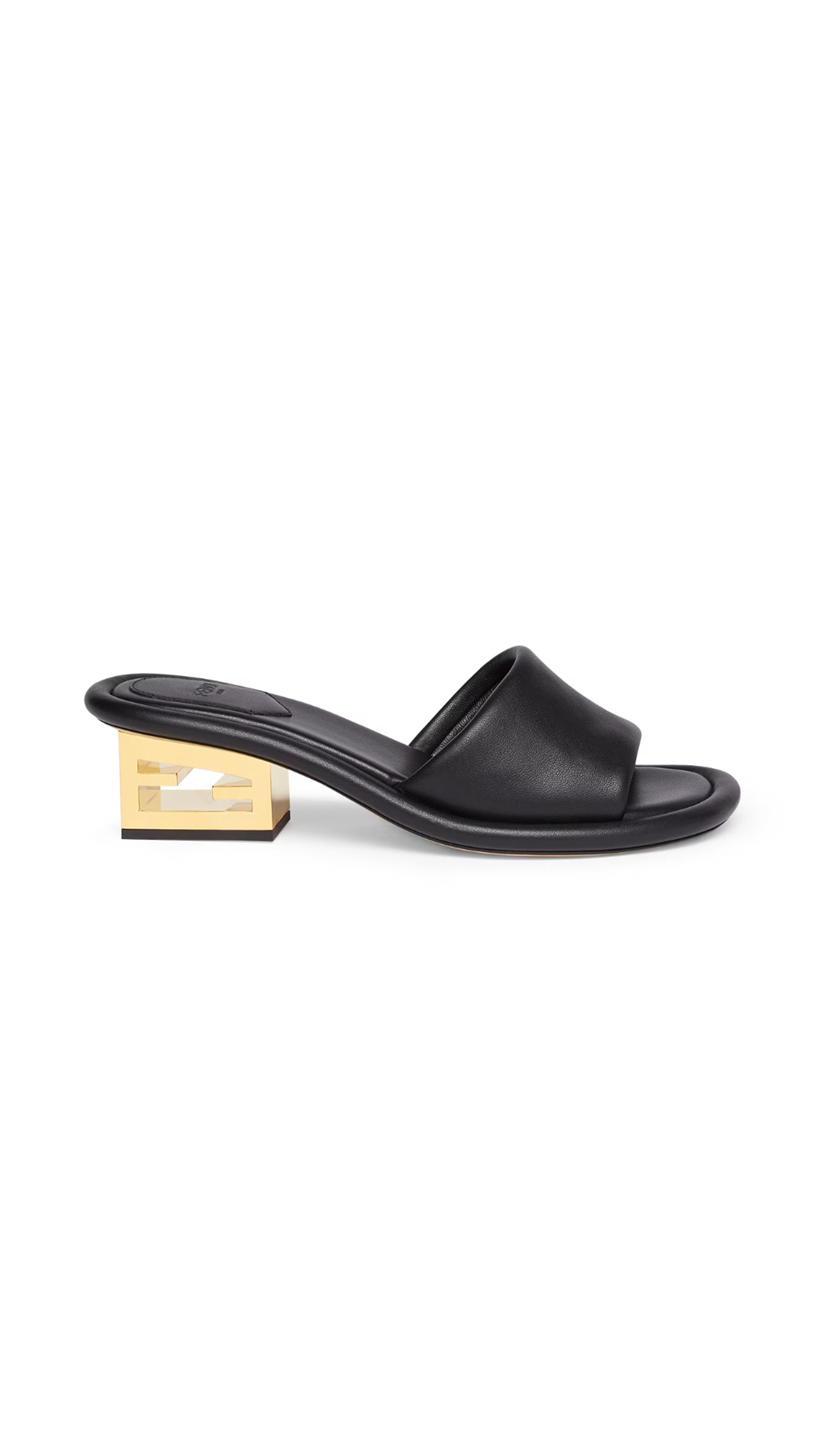 Baguette Leather Slides - Black/Gold