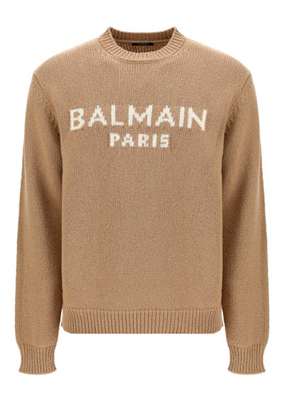 Marino Wool Sweater Logo - Beige