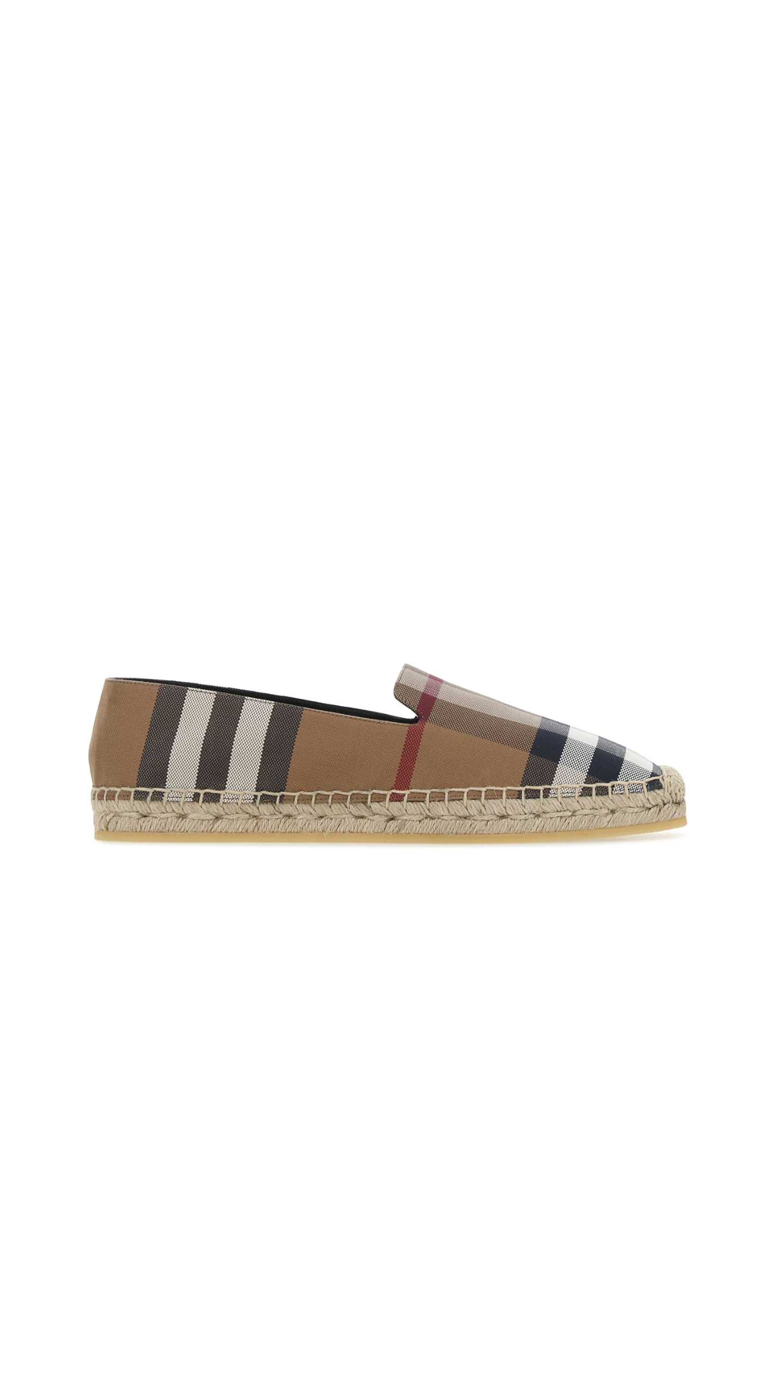 Check Cotton Espadrilles - Brown