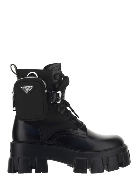 Monolith Leather and Nylon Fabric Boots - Black