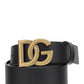 Lux Leather Belt With Crossover DG Logo Buckle - Black