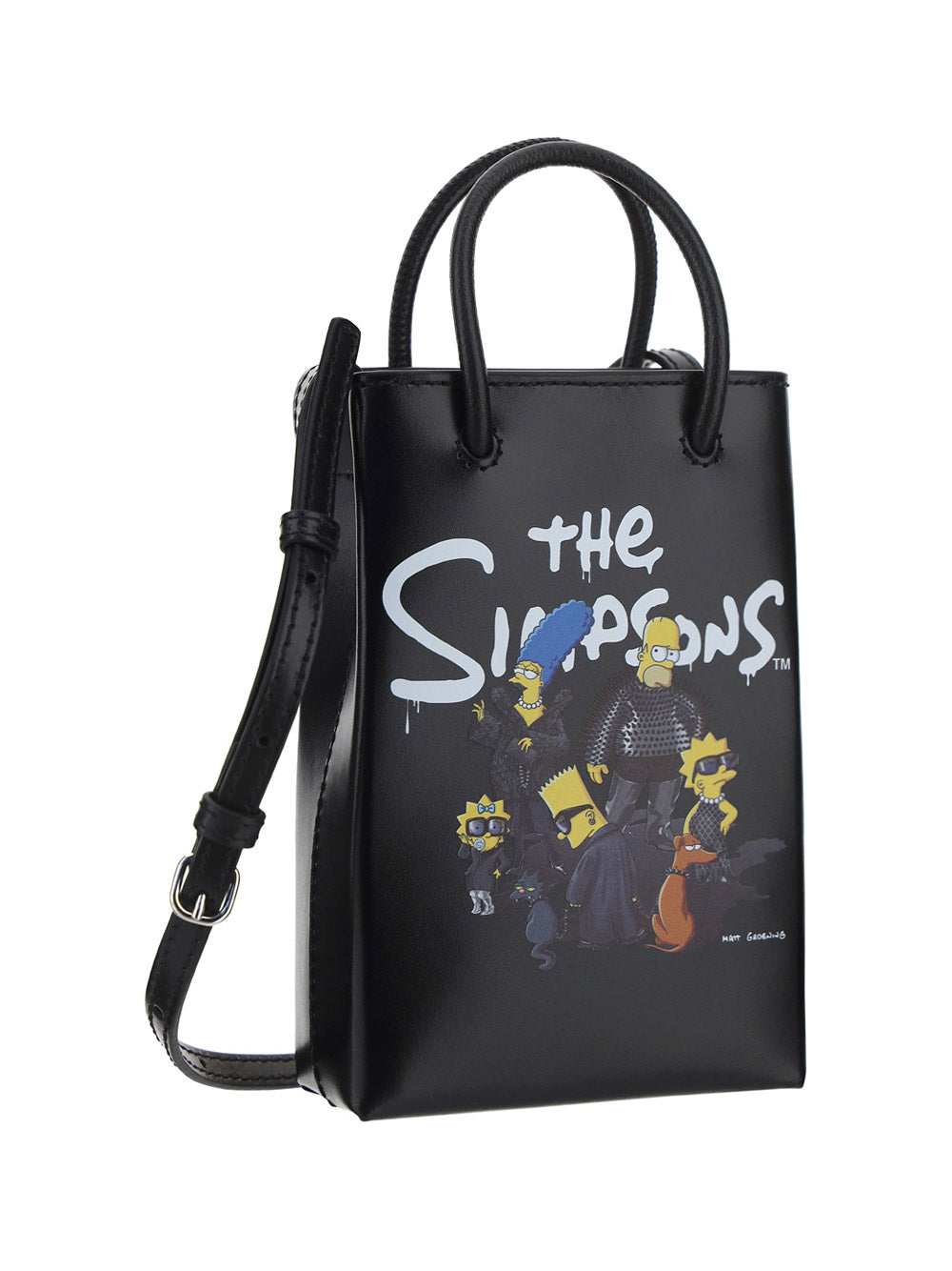 The Simpons TM &© 20TH Television Mini Shopping Bag In Shiny Calfskin - Black
