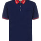 Cotton Piquet Polo with Interlocking G - Navy / Red