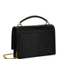 Sunset Chain Wallet in Crocodile-Embossed Leather - Black