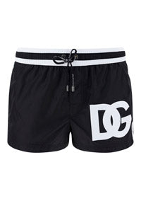 Short Swim Trunks with DG Patch - Black/White