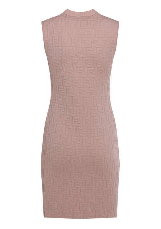 FF Logo-Embossed Knit Dress - Pink