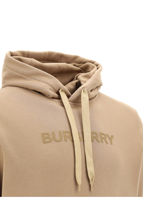 Logo Print Cotton Hoodie - Sand