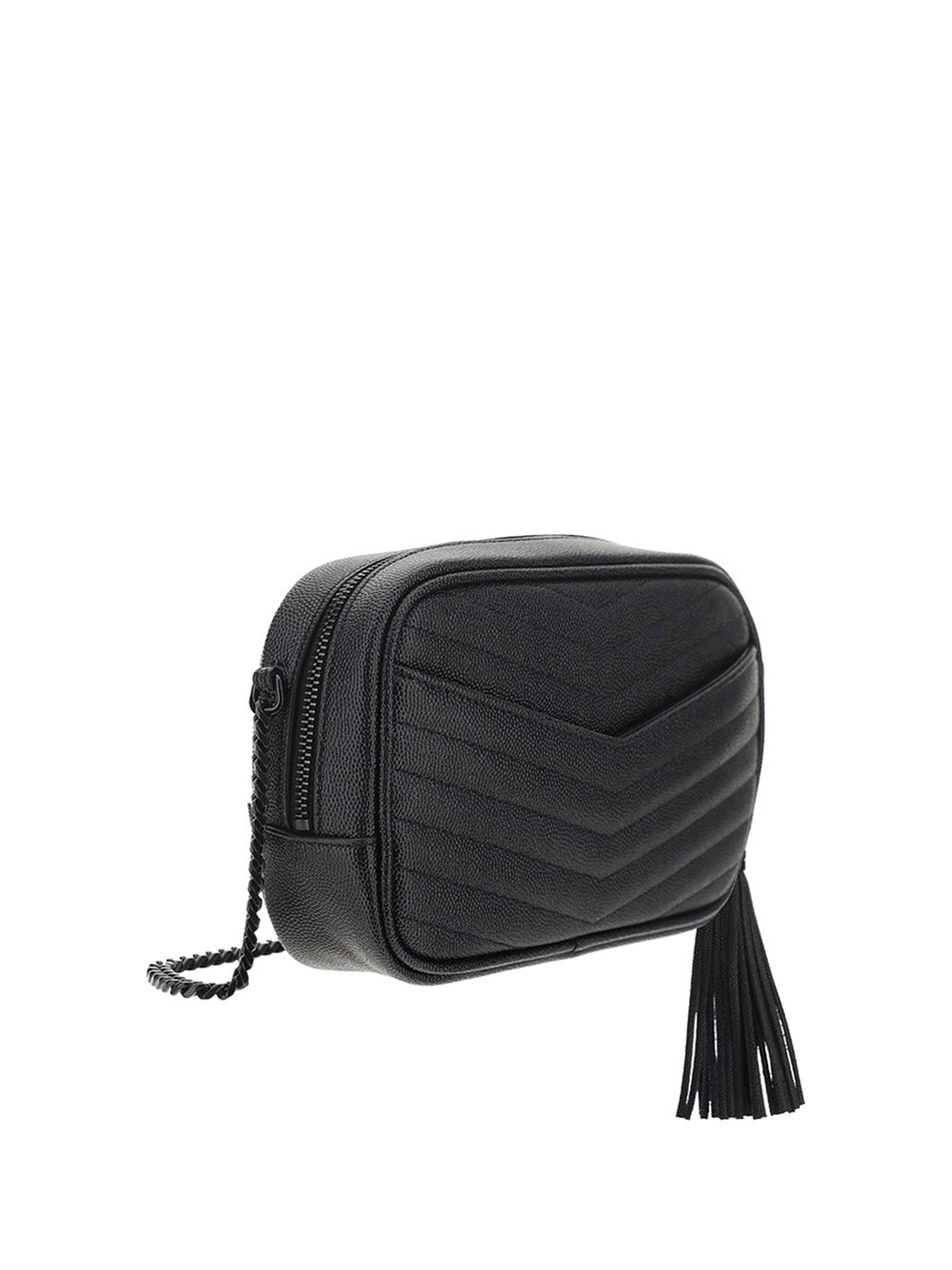 Lou Mini Leather Crossbody Bag in Black - Saint Laurent