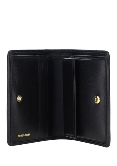 Small Matelassé Leather Wallet - Black