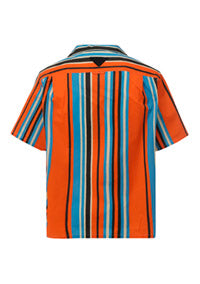 Printed Stretch Cotton Shirt - Orange / Blue