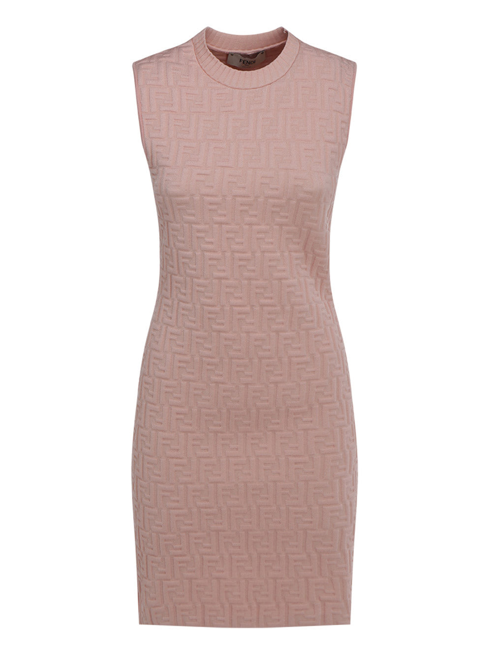 FF Logo-Embossed Knit Dress - Pink