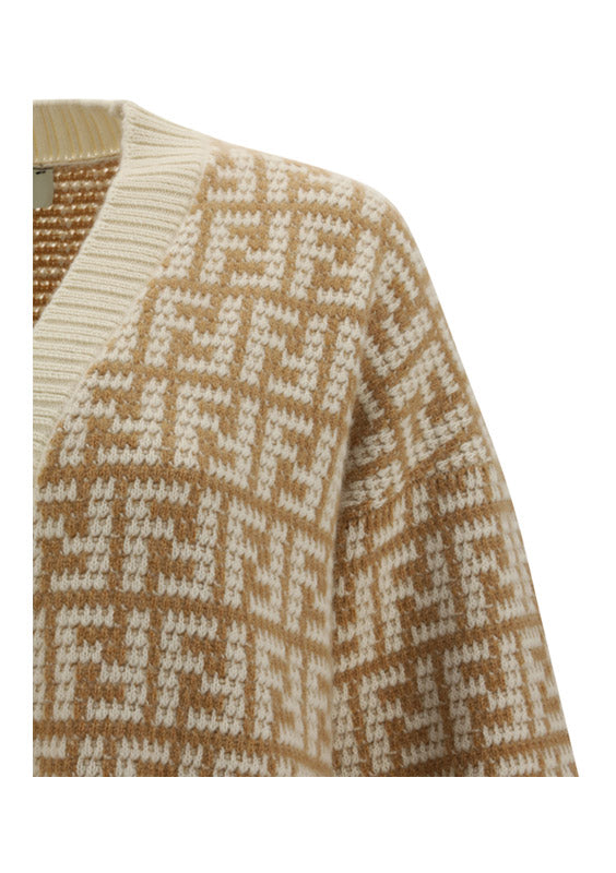 Ff Crocheted Cashmere Cardigan - Beige
