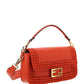 Medium Baguette Woven Leather Bag - Red