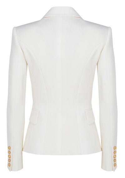 Grain de Poudre Double-Breasted Jacket - White.