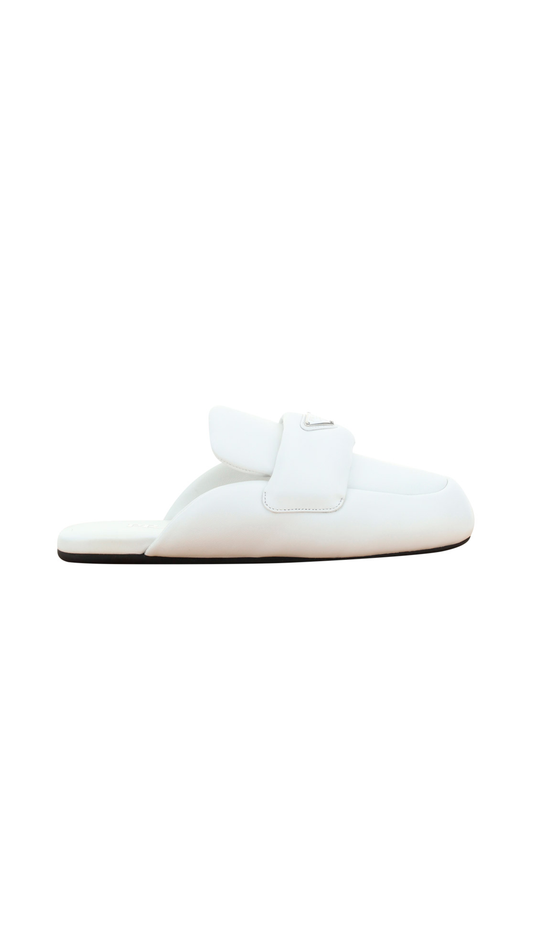 Soft Padded Nappa Leather Sabot - White