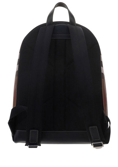 Check and Leather Backpack - Dark Birch Brown