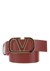 Reversible Vlogo Signature Belt In Shiny Calfskin 40MM - Red / Pink