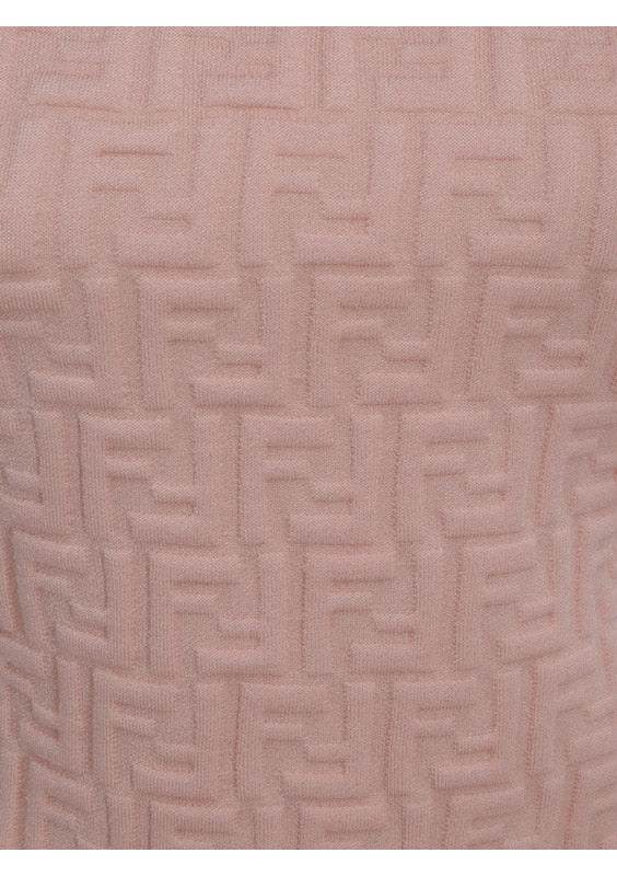 FF Logo-Embossed Knit Dress - Pink