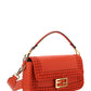 Medium Baguette Woven Leather Bag - Red
