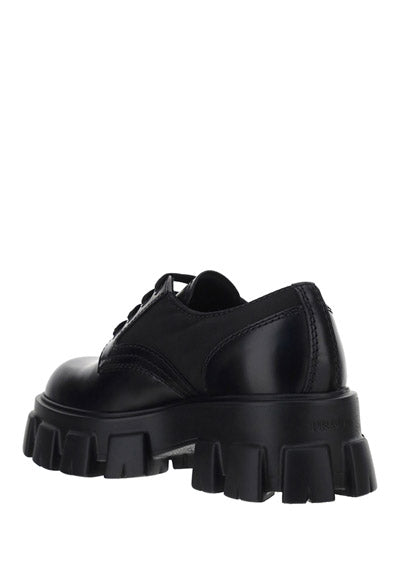 Monolith Brushed Rois Leather & Nylon Lace-up Shoes - Black