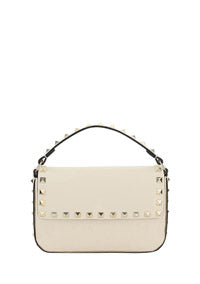 Rockstud Calfskin Pouch Crossbody Bag - Ivory.