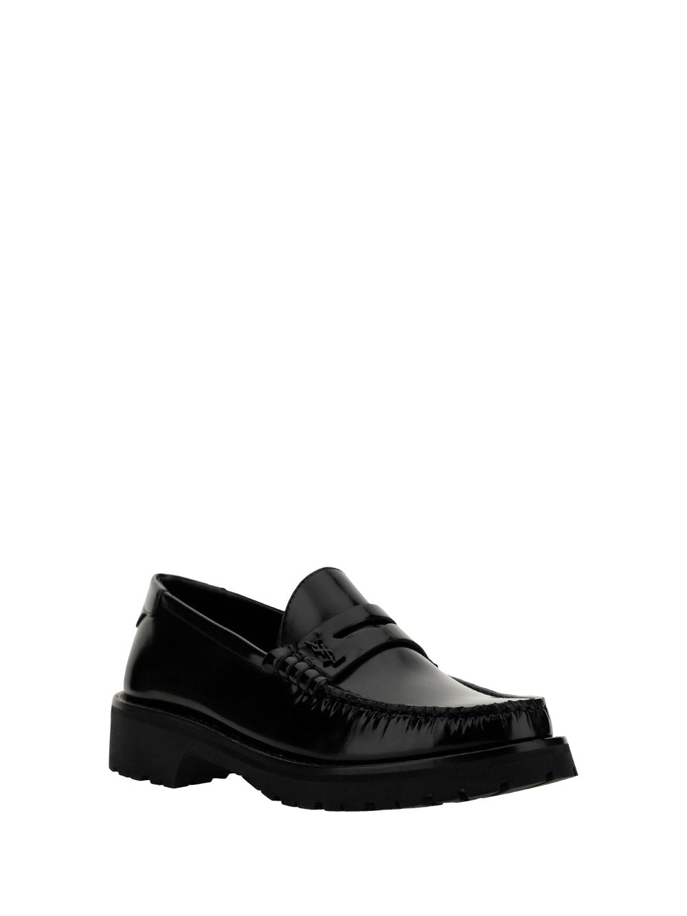 Le Loafer Chunky Monogram Penny Slipper in Smooth Leather - Black