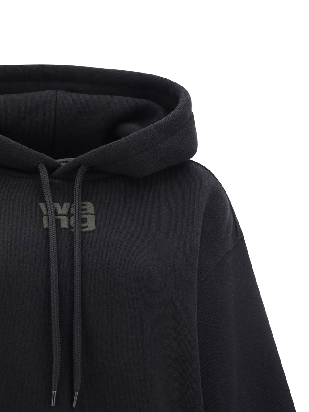 Puff Logo Hoodie in Structured Terry - Black