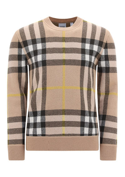 Check Cashmere Jacquard Sweater - Truffle